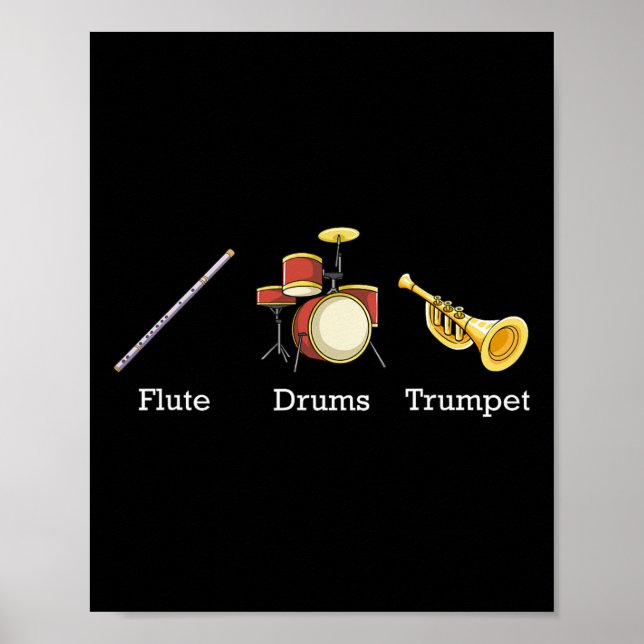 Flute Drums Trumpet Band Instruments Subtle Anti T Poster (Front)