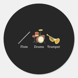 Flute Drums Trumpet Nd Instruments Subtle Anti Tru Classic Round Sticker
