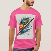Flute et plumes de paon T-shirt Artistique