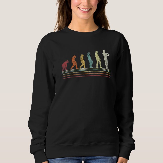 Flute Evolution Funny Flute Player Flutist Retro Sweatshirt (Front)