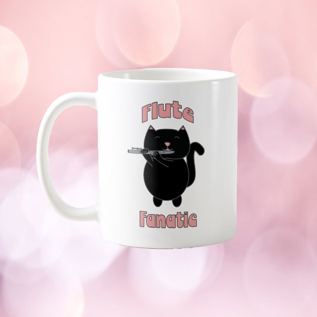 Flute Fanatic Black Cat Funny Coffee Mug (Creator Uploaded)