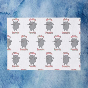 Flute Fanatic Gray Cat Pink Funny Tissue Paper