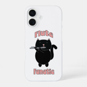 Flute Fanatic Pink Black Cat Cute iPhone 16 Case