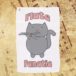 Flute Fantic Musical Gray Cat Pink Golf Towel