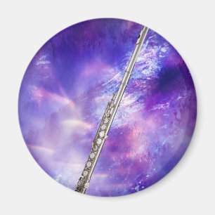 Flute Flutist Musician Round Magnet
