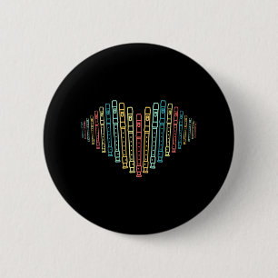 Flute Heart Flutist Flute Wind Instrument Lover 2 Inch Round Button