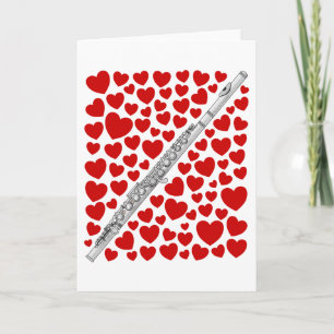Flute Hearts Flutist Valentines Anniversary Card