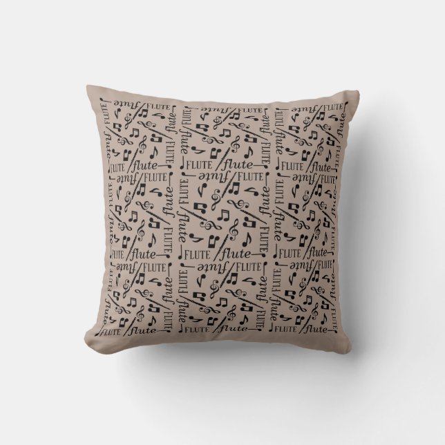 Flute Instrument Throw Pillow (Front)