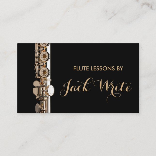 Flute Lessons Instrument Music Instructor Business Card (Front)