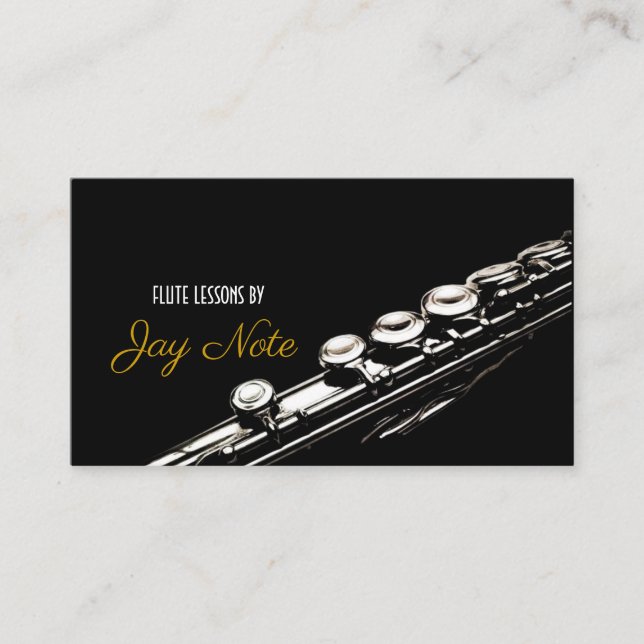 Flute Lessons Instrument Music Instructor Business Card (Front)