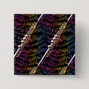Flute Lover#1_ 2 Inch Square Button