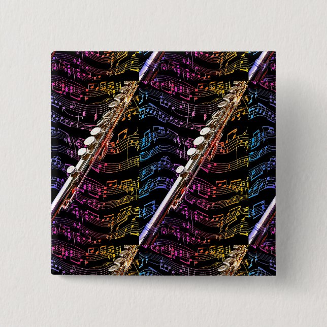Flute Lover#1_ 2 Inch Square Button (Front)