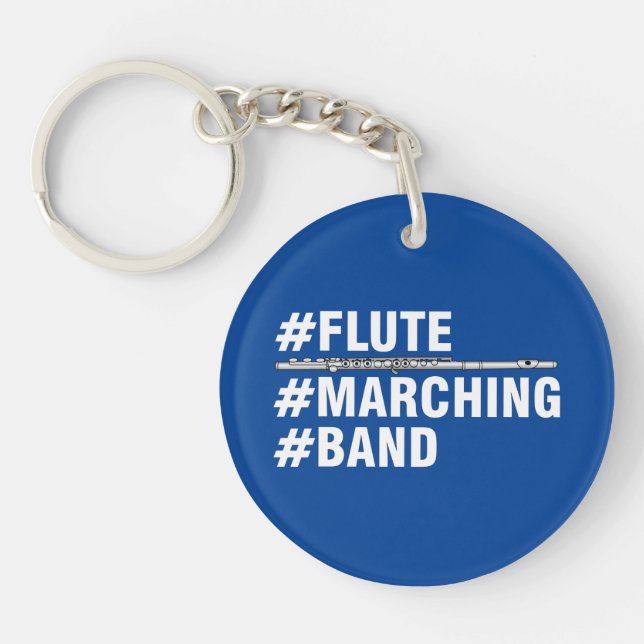 Flute Marching Band Hashtags Keychain (Front)