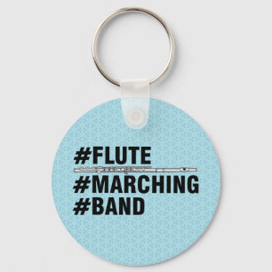 Flute Marching Band Hashtags Keychain