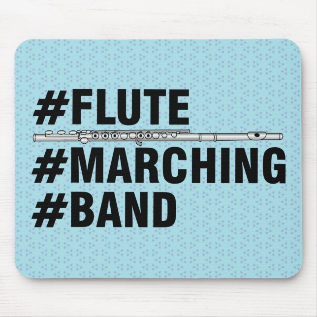 Flute Marching Band Hashtags Mouse Pad (Front)