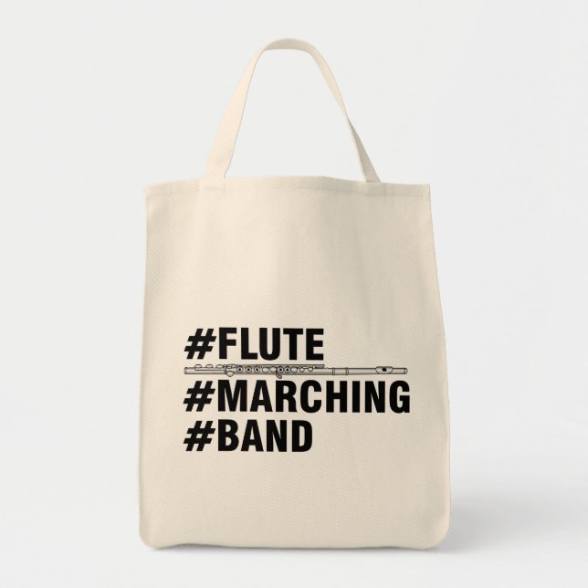 Flute Marching Band Hashtags Tote Bag (Front)