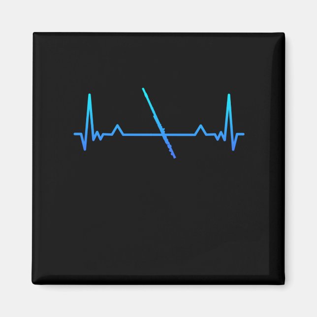 Flute Marching Band Heartbeat Mom Gift Magnet (Front)
