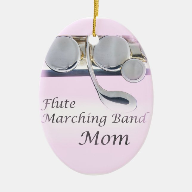 Flute Marching Band Mom Christmas Ornament (Front)