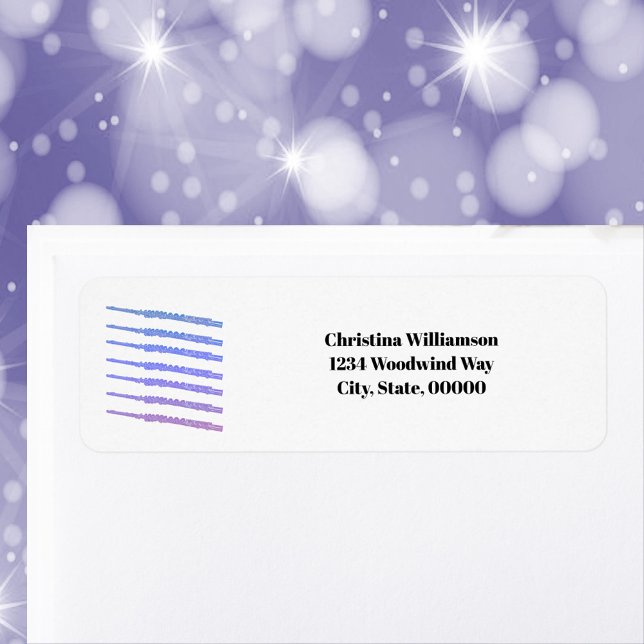 Flute Music Colourful Persoanlize Return Address  (A flute return address label with text you can personalize!)