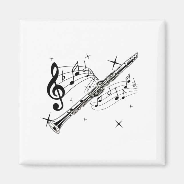 Flute Music | Flutist Musical Instrument Gift Magnet (Front)