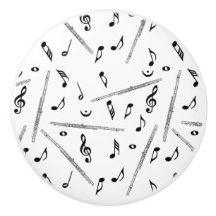 Flute Music Note Pattern Ceramic Knob