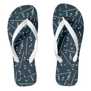 Flute Music Note Pattern Flip Flops