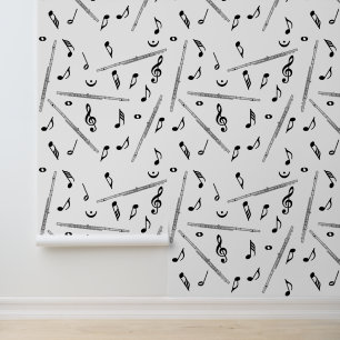 Flute Music Note Pattern Wallpaper