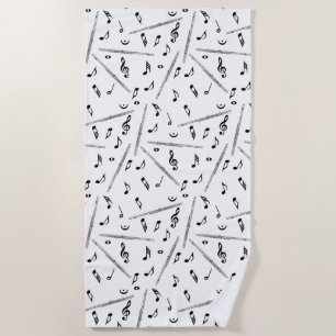 Flute Music Note Serviette de plage Motif