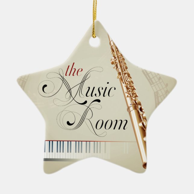 Flute Music Room Ceramic Ornament (Front)