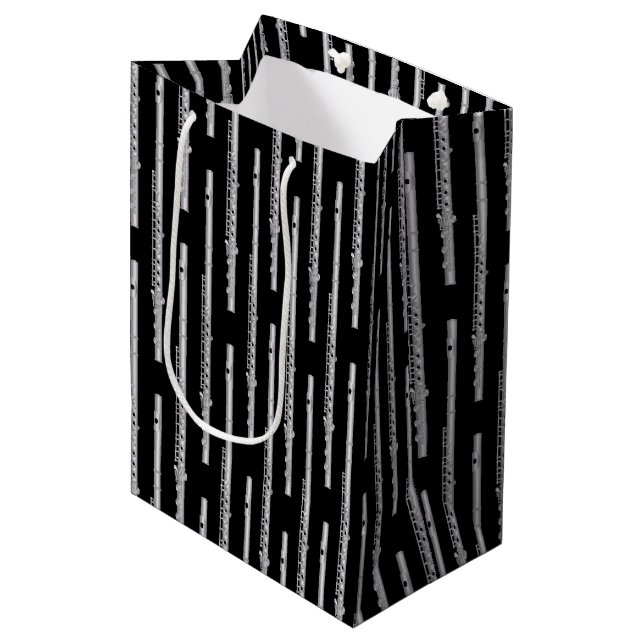 Flute Music Teacher Band Medium Gift Bag (Front Angled)