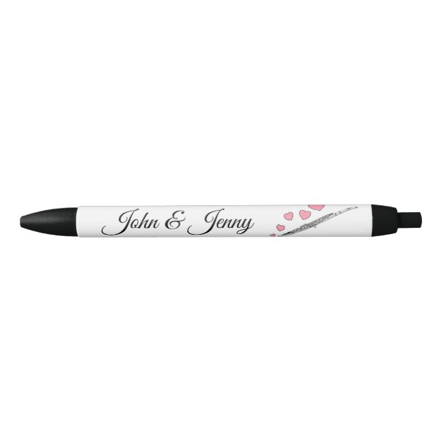 Flute Musician Custom Wedding Favour Gift Black Ink Pen (Front)