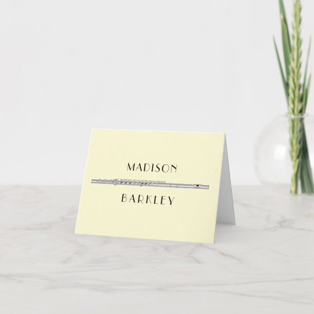 Flute Musician Music Teacher Band Note Card (Front)