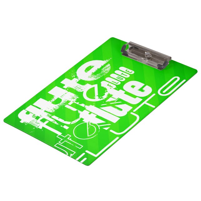Flute; Neon Green Stripes Clipboard (Angled)