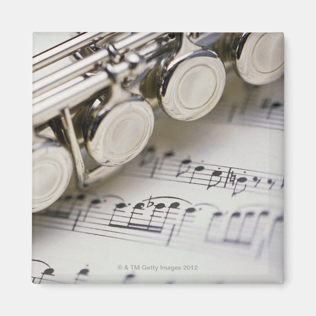 Flute on Sheet Music Magnet (Front)