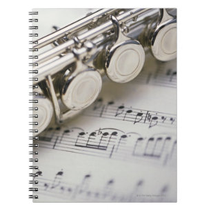 Flute on Sheet Music Notebook