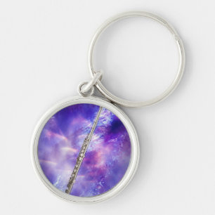 Flute or Flutist Round Keychain or Key Chains