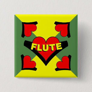 Flute Over Heart 2 Inch Square Button