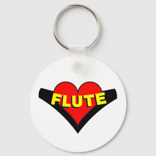 Flute Over Heart Keychain