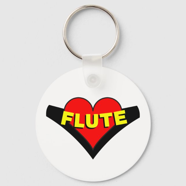 Flute Over Heart Keychain (Front)