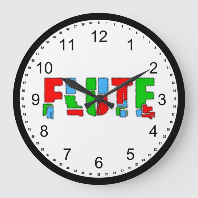 Flute Patchwork Text Large Clock (Front)