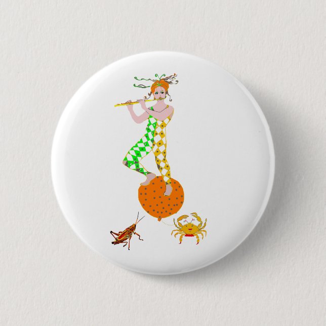 Flute player  2 inch round button (Front)