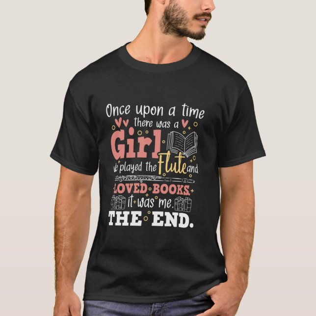 Flute Player Book Lover Flutist Marching Band Musi T-Shirt (Front)