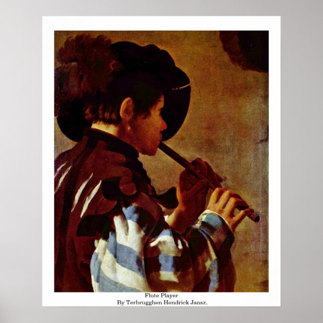 Flute Player By Terbrugghen Hendrick Jansz. Poster (Front)