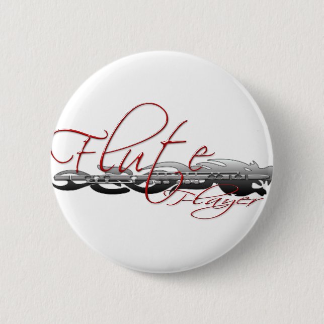 Flute Player Dragon 2 Inch Round Button (Front)