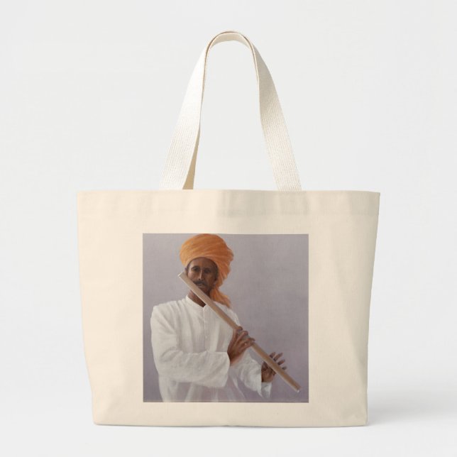 Flute Player Large Tote Bag (Front)