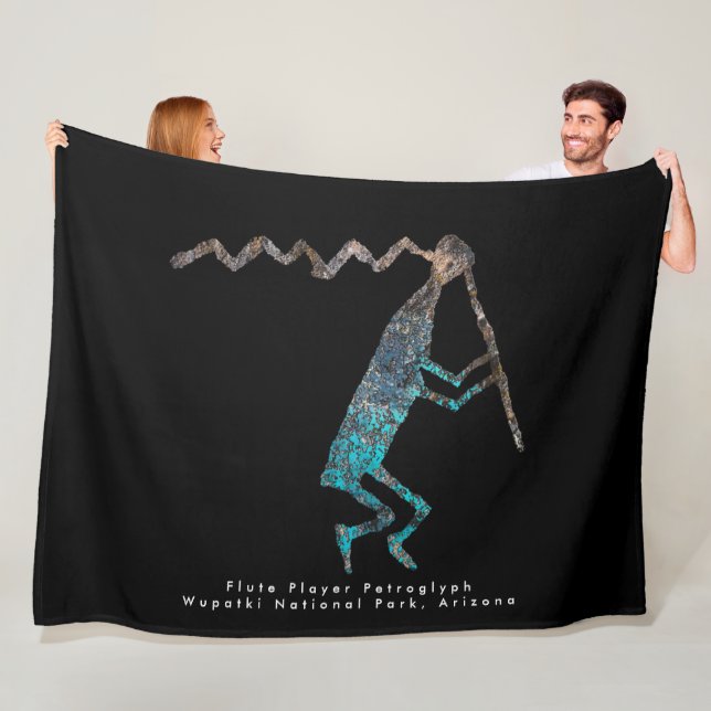 Flute Player Petroglyph Fleece Blanket (In Situ)