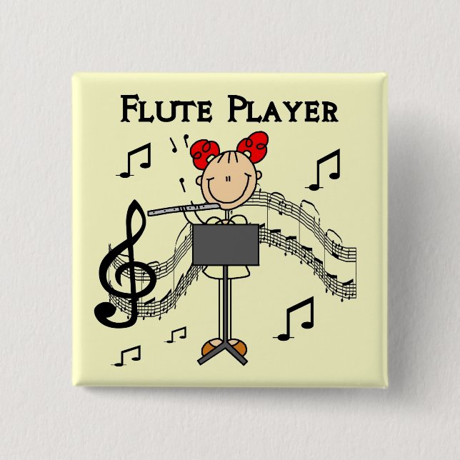 Flute Player T-shirts and Gifts 2 Inch Square Button (Front)