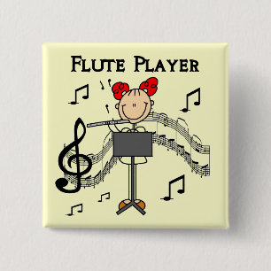 Flute Player T-shirts and Gifts 2 Inch Square Button