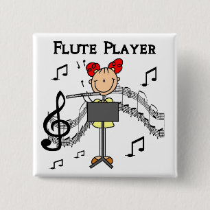 Flute Player T-shirts and Gifts 2 Inch Square Button