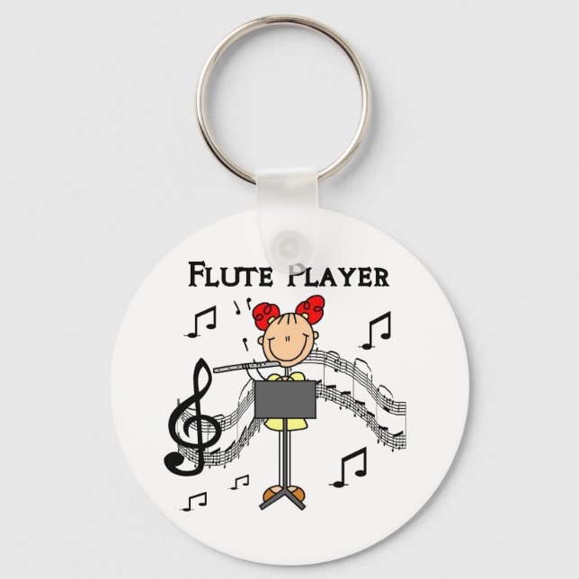 Flute Player T-shirts and Gifts Keychain (Front)